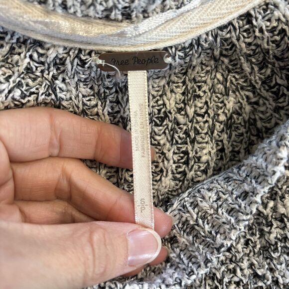 Free People Womens Pullover Sweater Gray Black Marled Scoop Neck Small - Picture 4 of 6